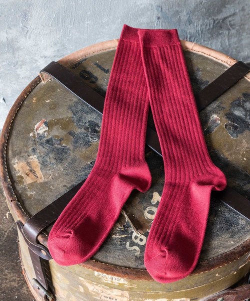 HARUSAKU(ハルサク)の「HARUSAKU Men's PLAIN RIB SOCKS:ハルサク メンズ 無地リブ ロングソックス(ソックス/靴下・メンズ・ブラック/インディゴブルー/ダークグレー/レッド/ベージュ/ブラウン/チャコールグレー・M/L/S)」の11枚目の写真