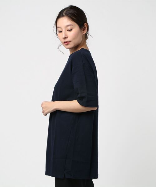 STYLEBLOCK（スタイルブロック）の「カットジャガードビッグシルエットTシャツ（Tシャツ/カットソー・レディース・カーキ/ネイビー/ホワイト/グレー・FREE）」の5枚目の写真
