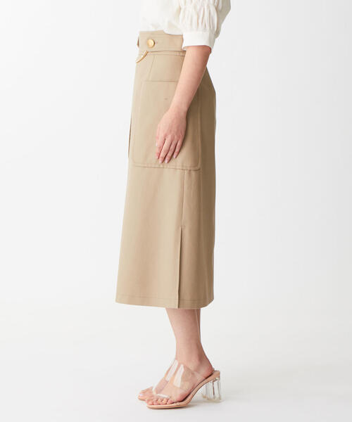 EMMEL REFINES（エメルリファインズ）の「SMF コットンツイル フロントチェーンスカート（スカート・レディース・ベージュ/オフホワイト/オリーブ・S/M/XS）」の6枚目の写真