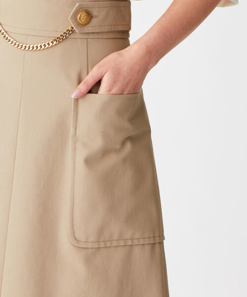 EMMEL REFINES（エメルリファインズ）の「SMF コットンツイル フロントチェーンスカート（スカート・レディース・ベージュ/オフホワイト/オリーブ・S/M/XS）」の9枚目の写真