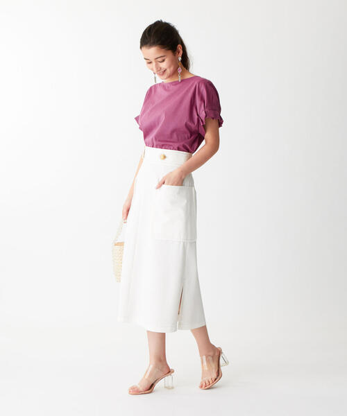 EMMEL REFINES（エメルリファインズ）の「SMF コットンツイル フロントチェーンスカート（スカート・レディース・ベージュ/オフホワイト/オリーブ・S/M/XS）」の14枚目の写真
