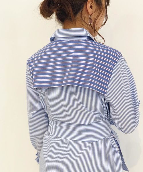 Banner Barrett（バナーバレット）の「ストライプロングシャツ（シャツ/ブラウス・レディース・ベージュ/ブルー・38）」の5枚目の写真