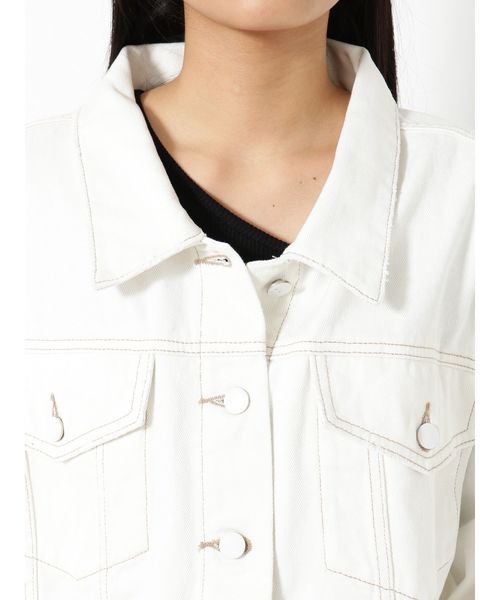 EMODA（エモダ）の「バルキーロングGジャン（デニムジャケット・レディース・ブルー/ホワイト・FREE）」の11枚目の写真