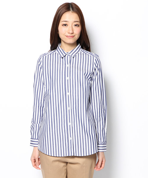 BEAMS LIGHTS Women's（ビームスライツ ウィメンズ）の「BEAMS LIGHTS / コットン太ストライプシャツ（シャツ/ブラウス・レディース・ブラック/ネイビー・36/38）」の8枚目の写真