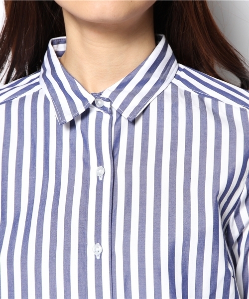 BEAMS LIGHTS Women's（ビームスライツ ウィメンズ）の「BEAMS LIGHTS / コットン太ストライプシャツ（シャツ/ブラウス・レディース・ブラック/ネイビー・36/38）」の10枚目の写真