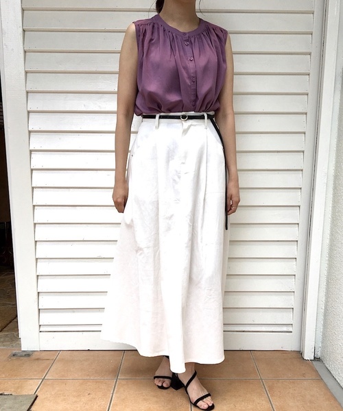 Culture Medium（カルチャーミディアム）の「60sレーヨンローンギャザーブラウス（シャツ/ブラウス・レディース・パープル/ライトベージュ/ホワイト/ブラック・FREE）」の4枚目の写真