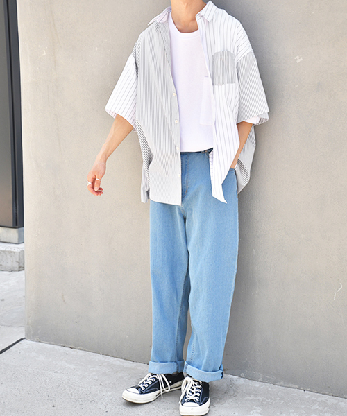 kutir（クティール）の「クレイジーストライプシャツ（シャツ/ブラウス・メンズ・ホワイト/ライトブルー/ブラック・MEDIUM/LARGE）」の22枚目の写真