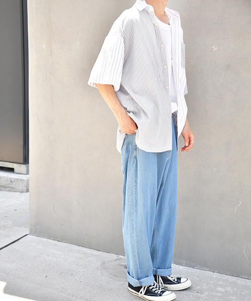 kutir（クティール）の「クレイジーストライプシャツ（シャツ/ブラウス・メンズ・ホワイト/ライトブルー/ブラック・MEDIUM/LARGE）」の11枚目の写真