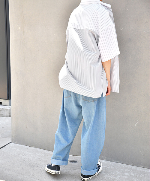 kutir（クティール）の「クレイジーストライプシャツ（シャツ/ブラウス・メンズ・ホワイト/ライトブルー/ブラック・MEDIUM/LARGE）」の4枚目の写真