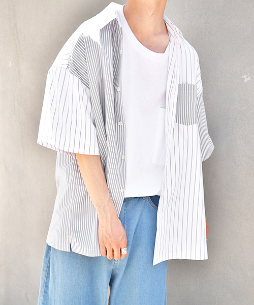 kutir（クティール）の「クレイジーストライプシャツ（シャツ/ブラウス・メンズ・ホワイト/ライトブルー/ブラック・MEDIUM/LARGE）」の16枚目の写真