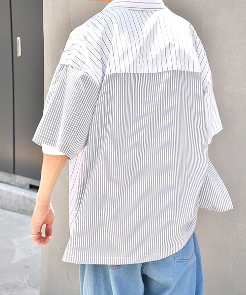 kutir（クティール）の「クレイジーストライプシャツ（シャツ/ブラウス・メンズ・ホワイト/ライトブルー/ブラック・MEDIUM/LARGE）」の7枚目の写真