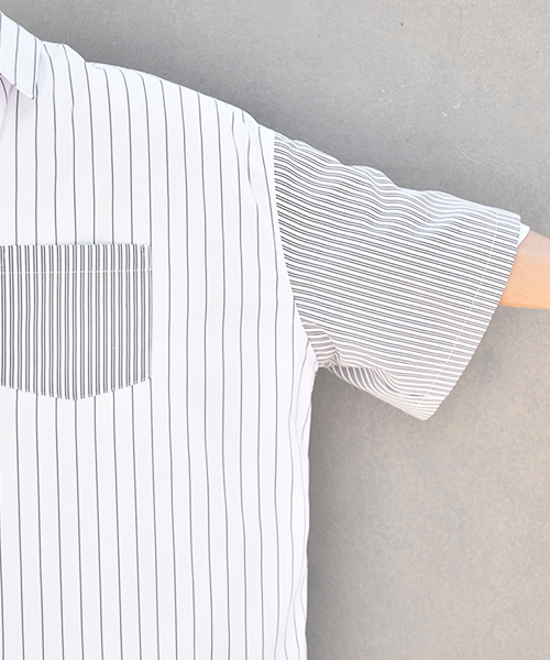 kutir（クティール）の「クレイジーストライプシャツ（シャツ/ブラウス・メンズ・ホワイト/ライトブルー/ブラック・MEDIUM/LARGE）」の14枚目の写真