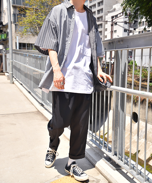 kutir（クティール）の「クレイジーストライプシャツ（シャツ/ブラウス・メンズ・ホワイト/ライトブルー/ブラック・MEDIUM/LARGE）」の9枚目の写真