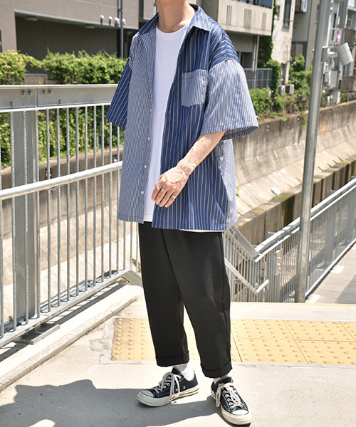 kutir（クティール）の「クレイジーストライプシャツ（シャツ/ブラウス・メンズ・ホワイト/ライトブルー/ブラック・MEDIUM/LARGE）」の8枚目の写真