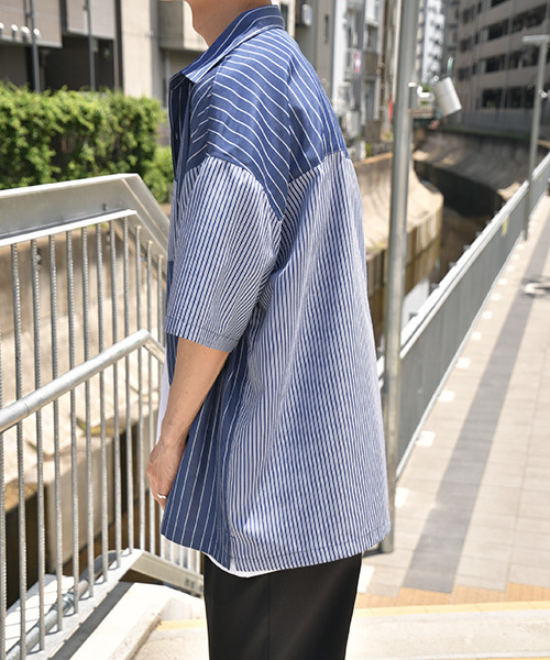 kutir（クティール）の「クレイジーストライプシャツ（シャツ/ブラウス・メンズ・ホワイト/ライトブルー/ブラック・MEDIUM/LARGE）」の13枚目の写真