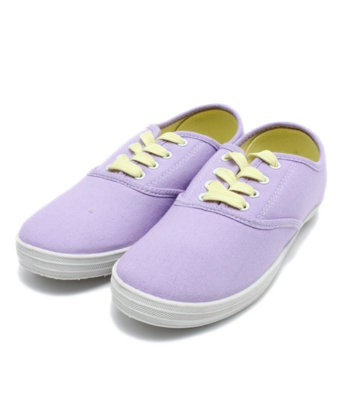 WEGO（ウィゴー）の「WEGO/キャンバスデッキスニーカー（スニーカー・レディース・アイボリー/サックスブルー/パープル/ピンク・23.5/24.5）」の4枚目の写真