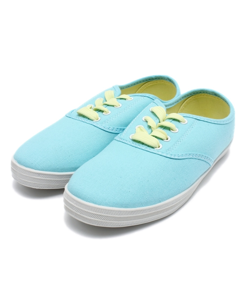 WEGO（ウィゴー）の「WEGO/キャンバスデッキスニーカー（スニーカー・レディース・アイボリー/サックスブルー/パープル/ピンク・23.5/24.5）」の3枚目の写真