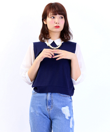 WEGO | WEGO/シフォンスリーブ衿付きTシャツ(Tシャツ/カットソー)