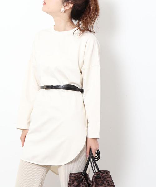 coen(コーエン)の「【WEB限定カラー】ラウンドヘムチュニックカットソー(Tシャツ/カットソー・レディース・モカ/ベージュ/オフホワイト/ブラック/カーキ・FREE)」の17枚目の写真