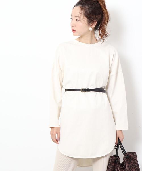 coen(コーエン)の「【WEB限定カラー】ラウンドヘムチュニックカットソー(Tシャツ/カットソー・レディース・モカ/ベージュ/オフホワイト/ブラック/カーキ・FREE)」の16枚目の写真