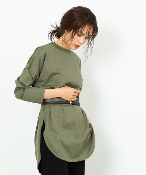 coen(コーエン)の「【WEB限定カラー】ラウンドヘムチュニックカットソー(Tシャツ/カットソー・レディース・モカ/ベージュ/オフホワイト/ブラック/カーキ・FREE)」の7枚目の写真