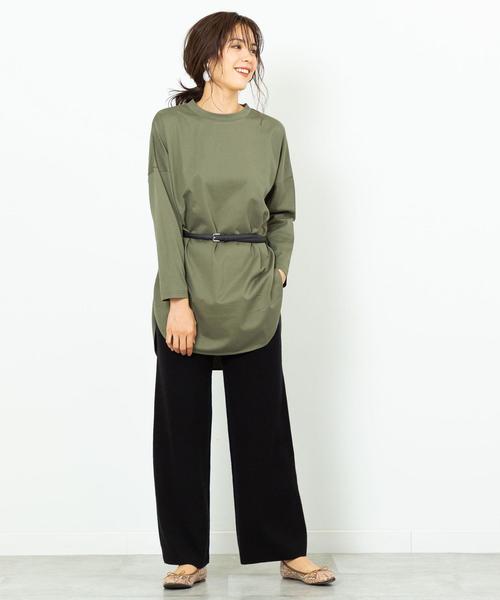 coen(コーエン)の「【WEB限定カラー】ラウンドヘムチュニックカットソー(Tシャツ/カットソー・レディース・モカ/ベージュ/オフホワイト/ブラック/カーキ・FREE)」の9枚目の写真