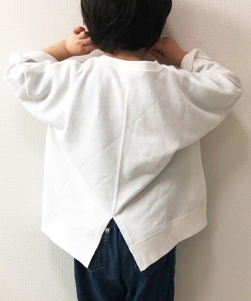 classicalelf（クラシカルエルフ）の「バックスリット半端袖無地クルーネックミドル丈スウェット（Tシャツ/カットソー・キッズ・ベージュ/ブラック/オフホワイト・140/150/130）」の11枚目の写真