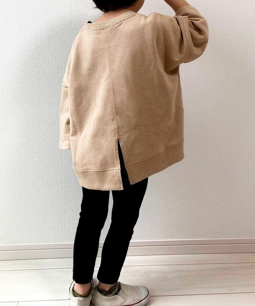 classicalelf（クラシカルエルフ）の「バックスリット半端袖無地クルーネックミドル丈スウェット（Tシャツ/カットソー・キッズ・ベージュ/ブラック/オフホワイト・140/150/130）」の15枚目の写真