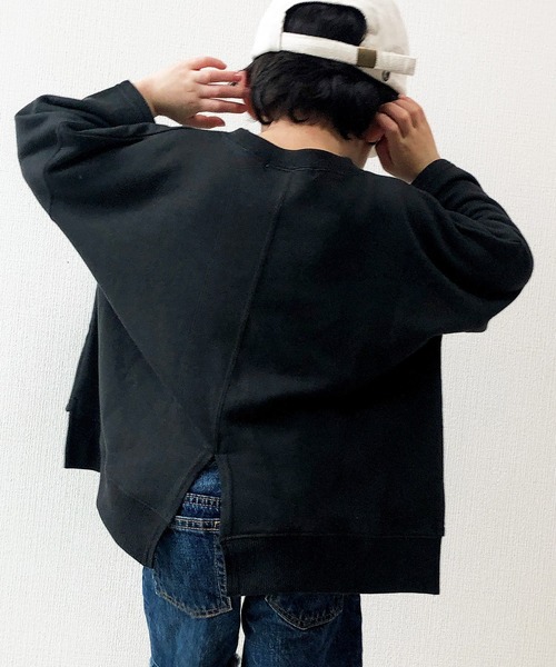 classicalelf（クラシカルエルフ）の「バックスリット半端袖無地クルーネックミドル丈スウェット（Tシャツ/カットソー・キッズ・ベージュ/ブラック/オフホワイト・140/150/130）」の16枚目の写真