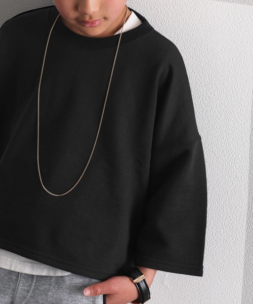 classicalelf（クラシカルエルフ）の「バックスリット半端袖無地クルーネックミドル丈スウェット（Tシャツ/カットソー・キッズ・ベージュ/ブラック/オフホワイト・140/150/130）」の20枚目の写真