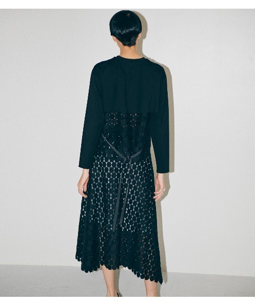 LE CIEL BLEU（ルシェルブルー）の「Dot Lace Flare Skirt（スカート・レディース・ブラック/パープル/オフホワイト・38/36/34）」の4枚目の写真