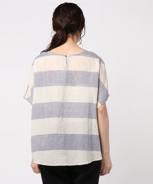 rps（アールピーエス）の「綿麻ボーダーブラウス（シャツ/ブラウス・レディース・チャコールグレー/ベージュ/パープル/イエロー/ブルー/グリーン・M）」の9枚目の写真