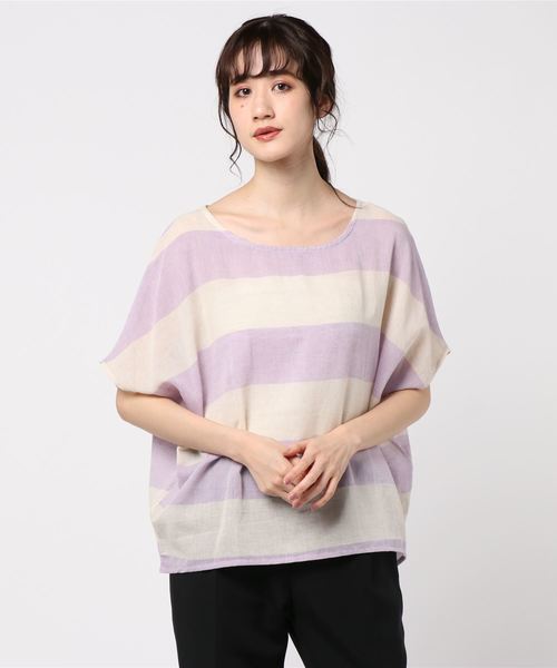 rps（アールピーエス）の「綿麻ボーダーブラウス（シャツ/ブラウス・レディース・チャコールグレー/ベージュ/パープル/イエロー/ブルー/グリーン・M）」の13枚目の写真