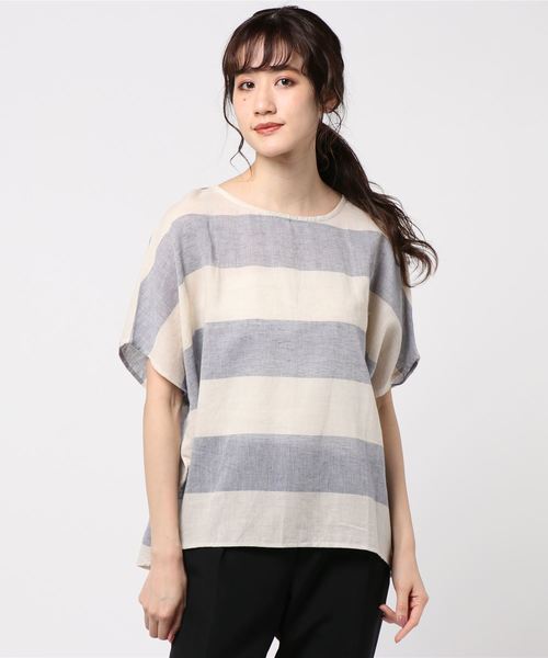 rps（アールピーエス）の「綿麻ボーダーブラウス（シャツ/ブラウス・レディース・チャコールグレー/ベージュ/パープル/イエロー/ブルー/グリーン・M）」の14枚目の写真