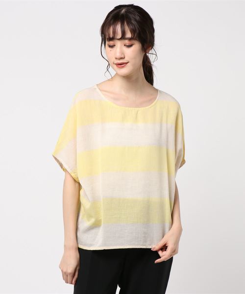 rps（アールピーエス）の「綿麻ボーダーブラウス（シャツ/ブラウス・レディース・チャコールグレー/ベージュ/パープル/イエロー/ブルー/グリーン・M）」の15枚目の写真