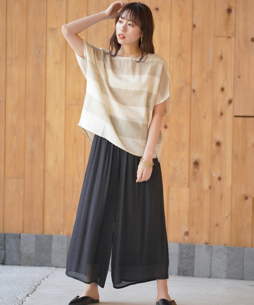 rps（アールピーエス）の「綿麻ボーダーブラウス（シャツ/ブラウス・レディース・チャコールグレー/ベージュ/パープル/イエロー/ブルー/グリーン・M）」の18枚目の写真