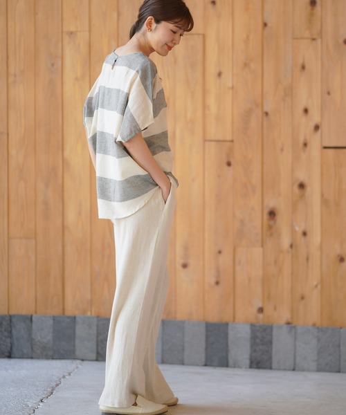 rps（アールピーエス）の「綿麻ボーダーブラウス（シャツ/ブラウス・レディース・チャコールグレー/ベージュ/パープル/イエロー/ブルー/グリーン・M）」の16枚目の写真