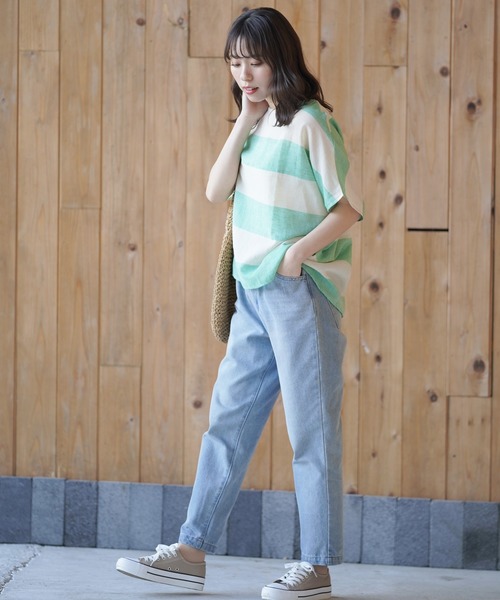 rps（アールピーエス）の「綿麻ボーダーブラウス（シャツ/ブラウス・レディース・チャコールグレー/ベージュ/パープル/イエロー/ブルー/グリーン・M）」の20枚目の写真