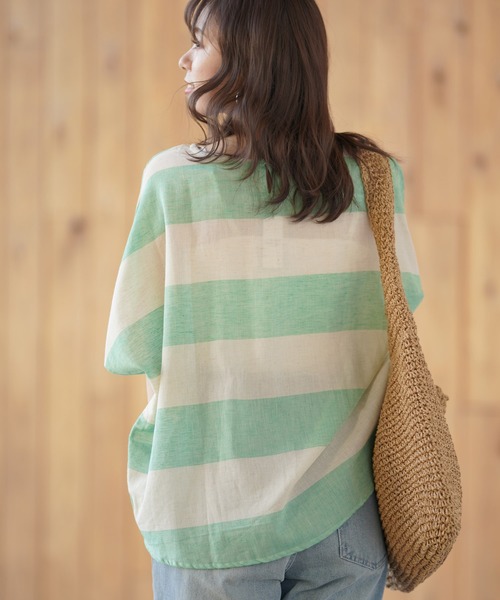 rps（アールピーエス）の「綿麻ボーダーブラウス（シャツ/ブラウス・レディース・チャコールグレー/ベージュ/パープル/イエロー/ブルー/グリーン・M）」の21枚目の写真