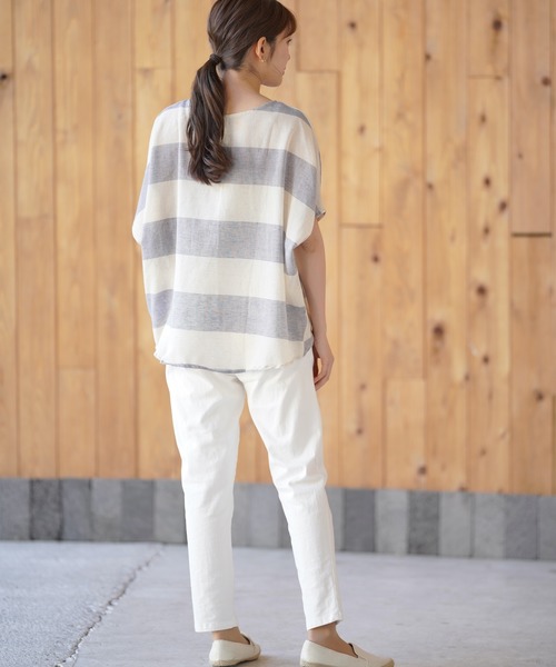 rps（アールピーエス）の「綿麻ボーダーブラウス（シャツ/ブラウス・レディース・チャコールグレー/ベージュ/パープル/イエロー/ブルー/グリーン・M）」の22枚目の写真