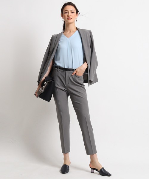 INDIVI（インディヴィ）の「◇【ハンドウォッシュ】タキシードカラー風  