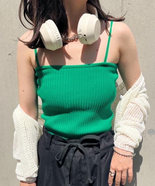 SUKALA リブドレープキャミソール ディープグリーンL SUKALA】リブ