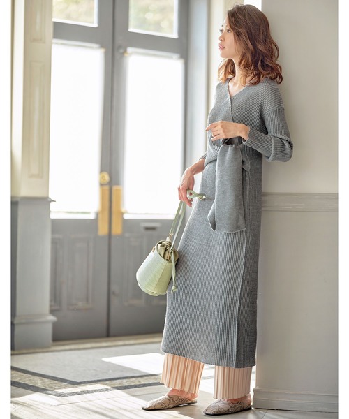 GeeRA(ジーラ)の「《インスタグラマーてらさん着用》カシュクールニットワンピース(ワンピース・レディース・ブラック/杢グレー/ブラウン・MEDIUM/XX-LARGE/SMALL/LARGE/X-LARGE)」の5枚目の写真