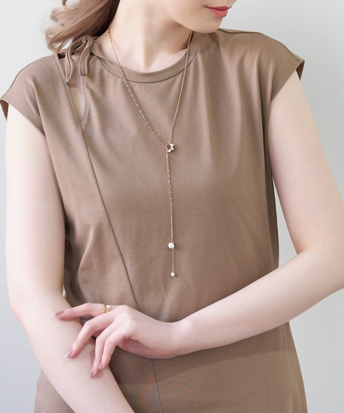 Phoebe（フィービィー）の「【長さ調節可能】2wayアレンジパールラリエットネックレス/最大全長:70cm（ネックレス・レディース・ゴールド/ピンクゴールド・FREE）」の2枚目の写真