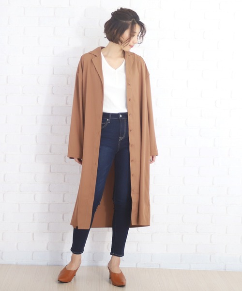 Amulet(アミュレット)の「長袖シャツワンピース(シャツワンピース・レディース・グリーン/ブラック/ベージュ/ネイビー/ブラウン・M/L/XL)」の16枚目の写真