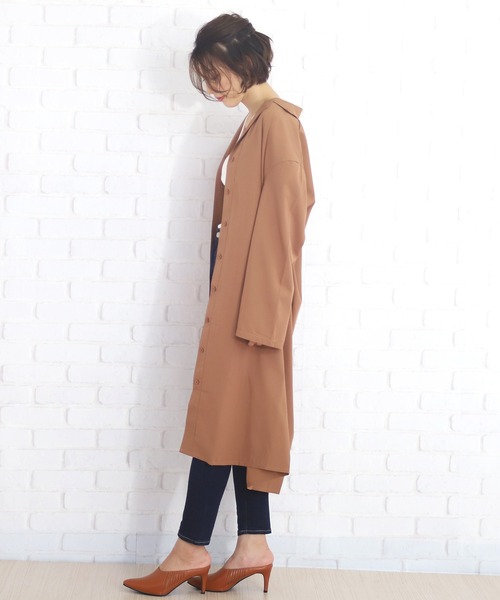 Amulet(アミュレット)の「長袖シャツワンピース(シャツワンピース・レディース・グリーン/ブラック/ベージュ/ネイビー/ブラウン・M/L/XL)」の17枚目の写真