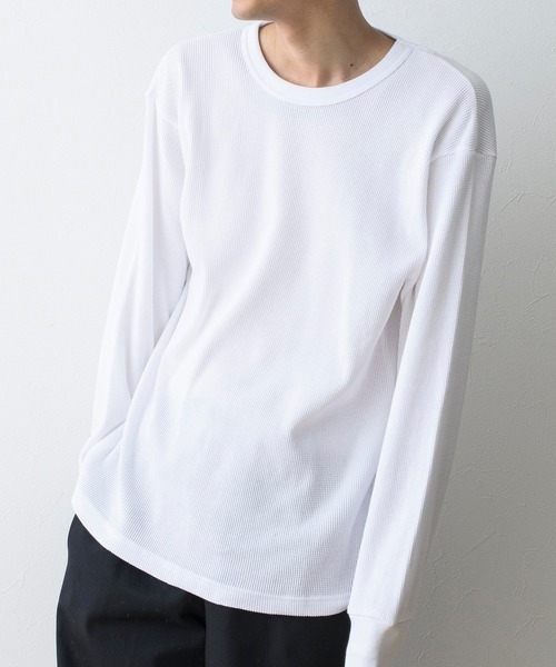 Healthknit(ヘルスニット)の「嬉しい抗菌防臭&吸汗速乾機能付き!【Healthknit】ファンクショナルワッフル ロングスリーブTシャツ /1204(Tシャツ/カットソー・メンズ・ブラック/ベージュ/ホワイト・S/M/L)」の2枚目の写真