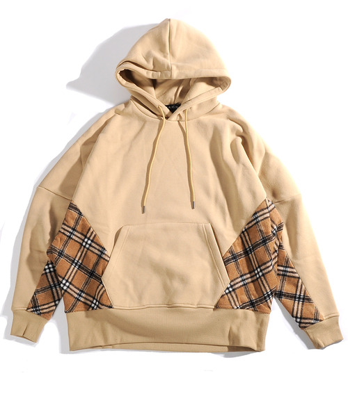 neos(ネオス)の「【neos -addictive design-】ルーズシルエット 裏起毛 チェック ドロップショルダー プルオーバー(パーカー・メンズ・ホワイト/ブラック/ベージュ・MEDIUM/LARGE)」の16枚目の写真