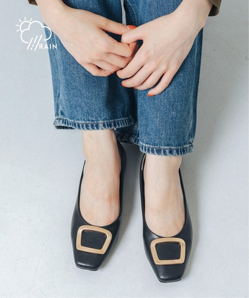 EVOL（イーボル）の「晴雨兼用【EVOL】スクエアモチーフパンプス IQ9452（レインシューズ・レディース・ブラック/ベージュ/アイボリー/ブラック×ブラック・22.5cm/23.5cm/24.5cm/23.0cm/24.0cm/25.0cm）」の3枚目の写真