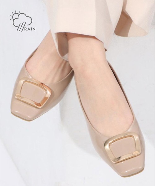 EVOL（イーボル）の「晴雨兼用【EVOL】スクエアモチーフパンプス IQ9452（レインシューズ・レディース・ブラック/ベージュ/アイボリー/ブラック×ブラック・22.5cm/23.5cm/24.5cm/23.0cm/24.0cm/25.0cm）」の4枚目の写真